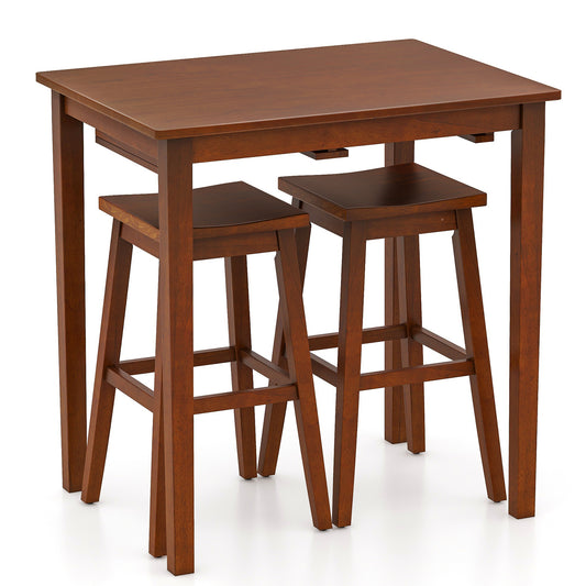 3-Piece Bar Table Set With Pub Table And 2 Saddle Stools, Espresso Dining Room Sets Espresso at Gallery Canada