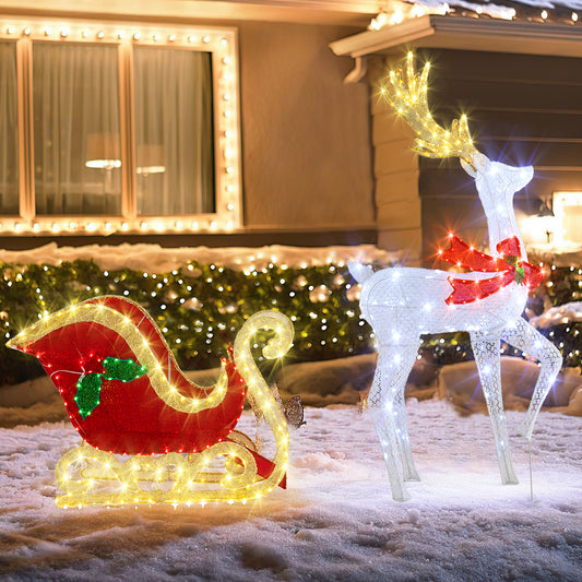 LED Christmas Reindeer With Santa Sleigh, Multicolor Christmas Decor & Accessories Multicolor at Gallery Canada