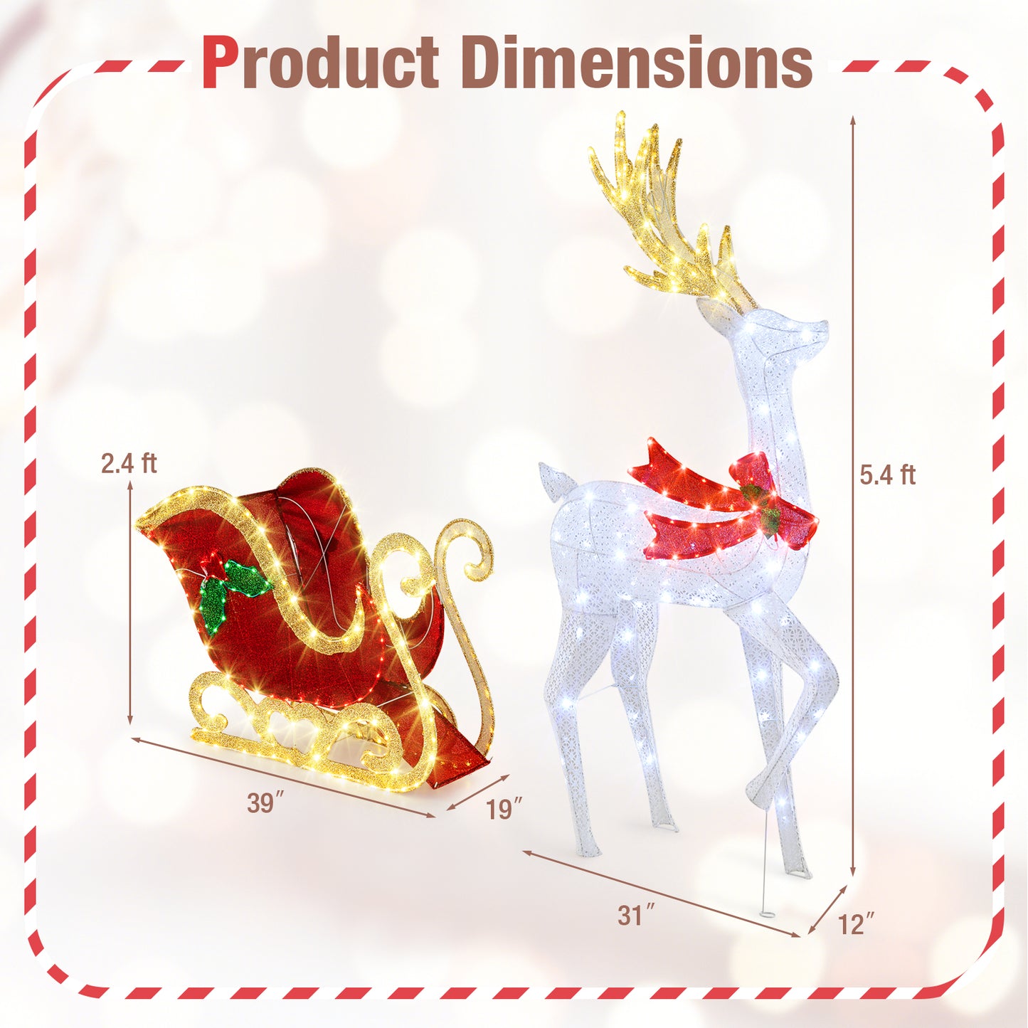 LED Christmas Reindeer With Santa Sleigh, Multicolor Christmas Decor & Accessories at Gallery Canada