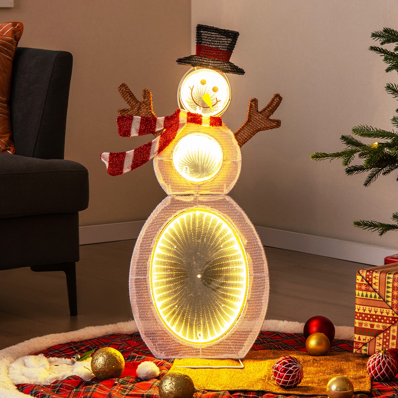 2.6 Feet Lighted Snowman with LED Lights and Metal Stand, Multicolor Christmas Decor & Accessories at Gallery Canada