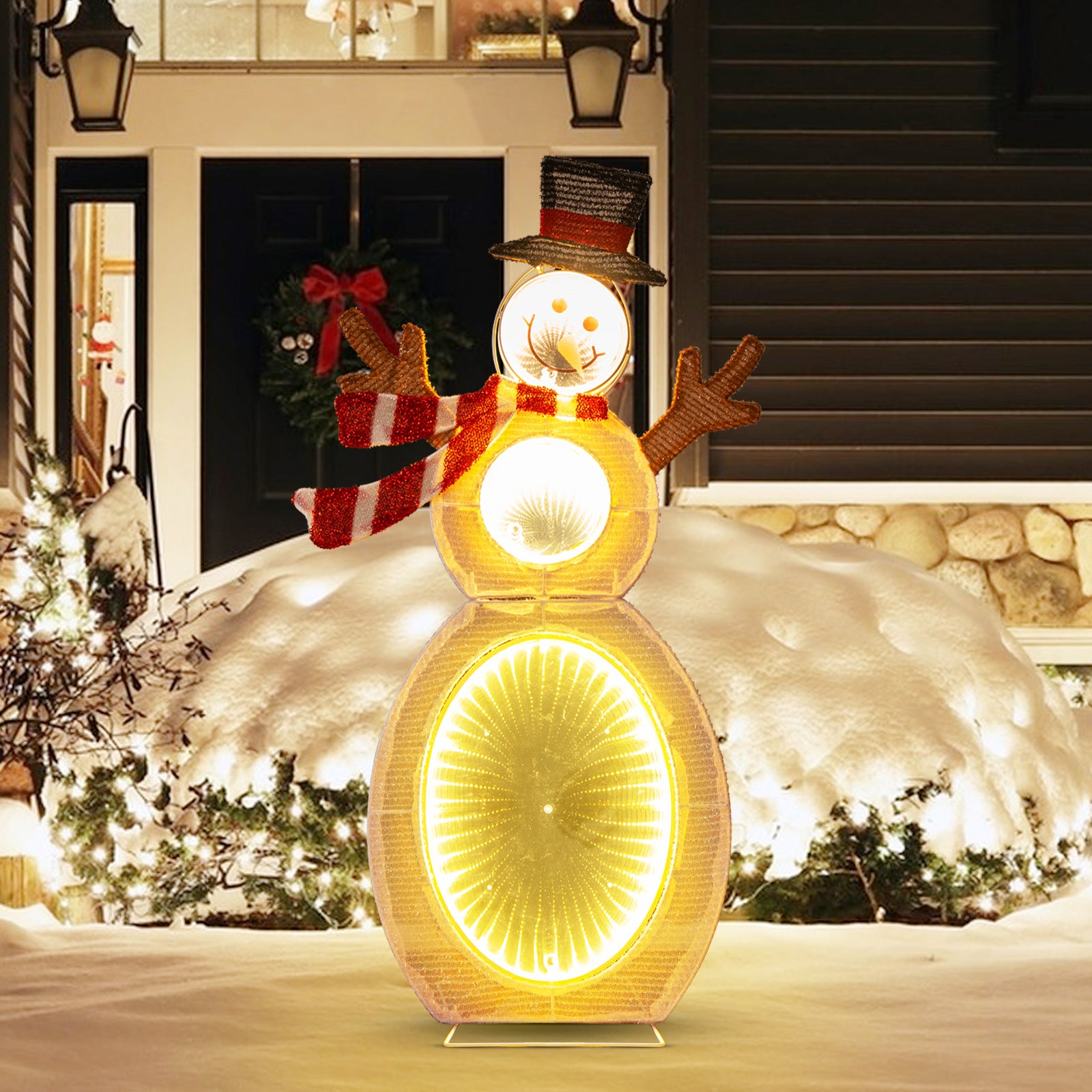 2.6 Feet Lighted Snowman with LED Lights and Metal Stand, Multicolor Christmas Decor & Accessories at Gallery Canada