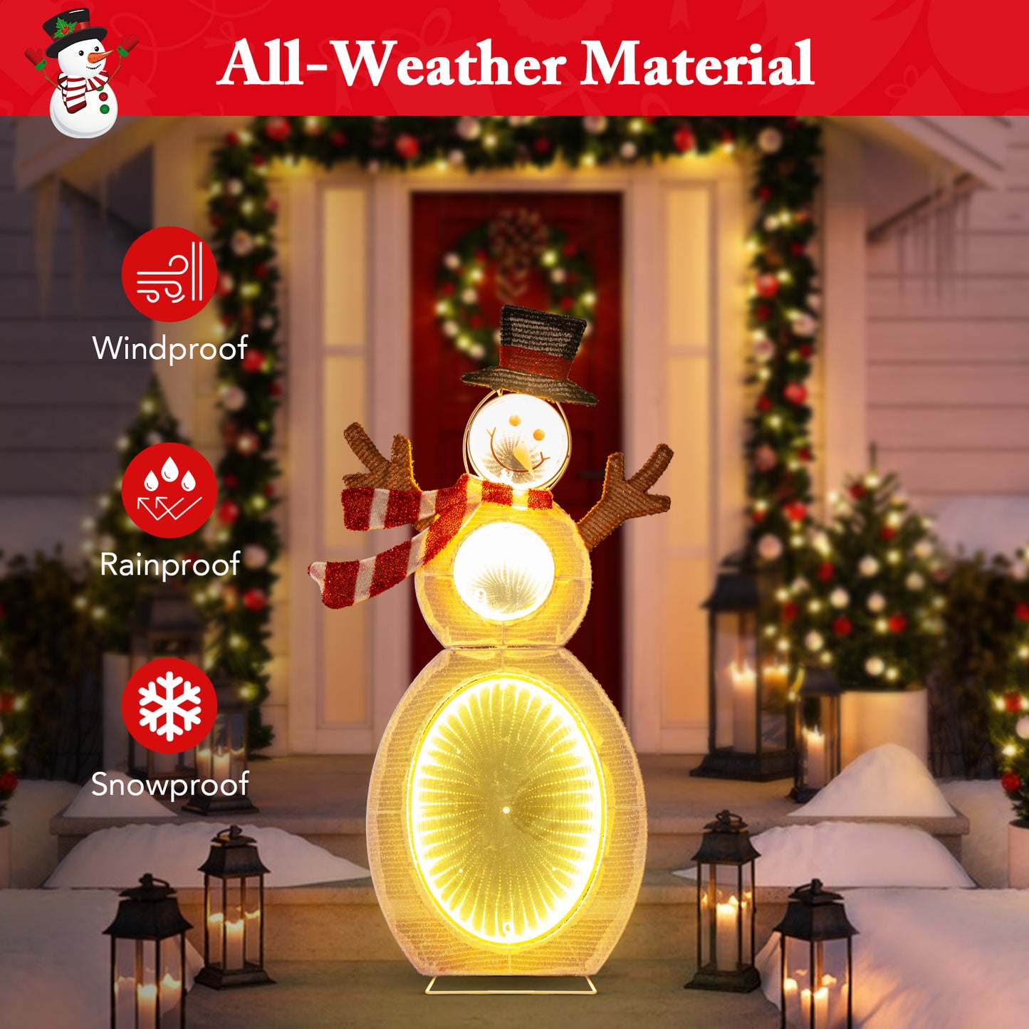 2.6 Feet Lighted Snowman with LED Lights and Metal Stand, Multicolor Christmas Decor & Accessories at Gallery Canada