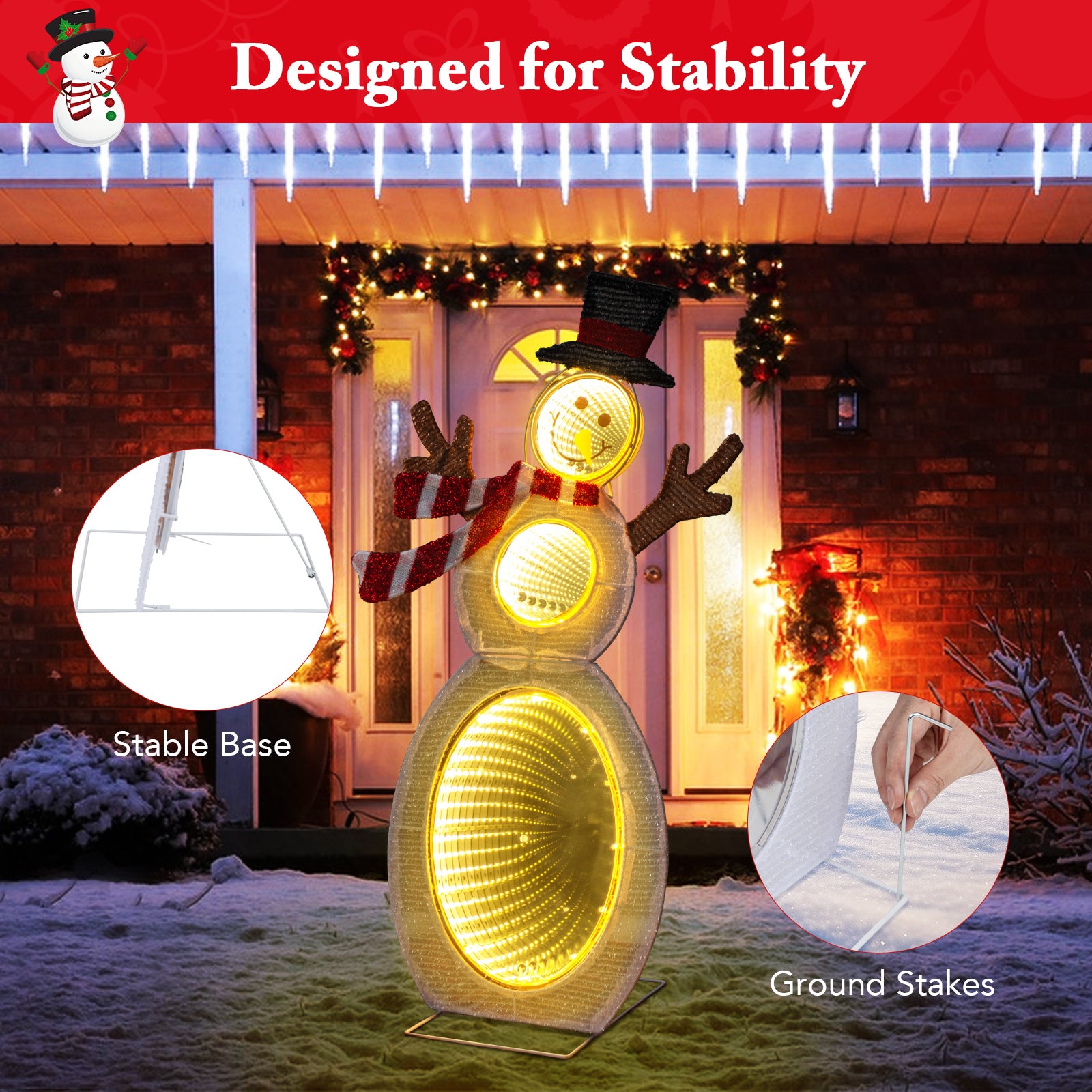 2.6 Feet Lighted Snowman with LED Lights and Metal Stand, Multicolor Christmas Decor & Accessories at Gallery Canada