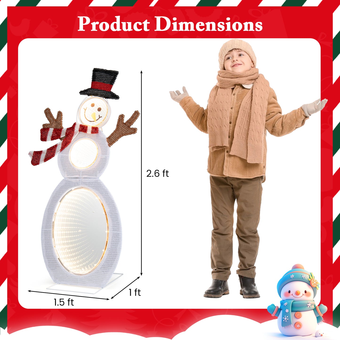2.6 Feet Lighted Snowman with LED Lights and Metal Stand, Multicolor Christmas Decor & Accessories at Gallery Canada