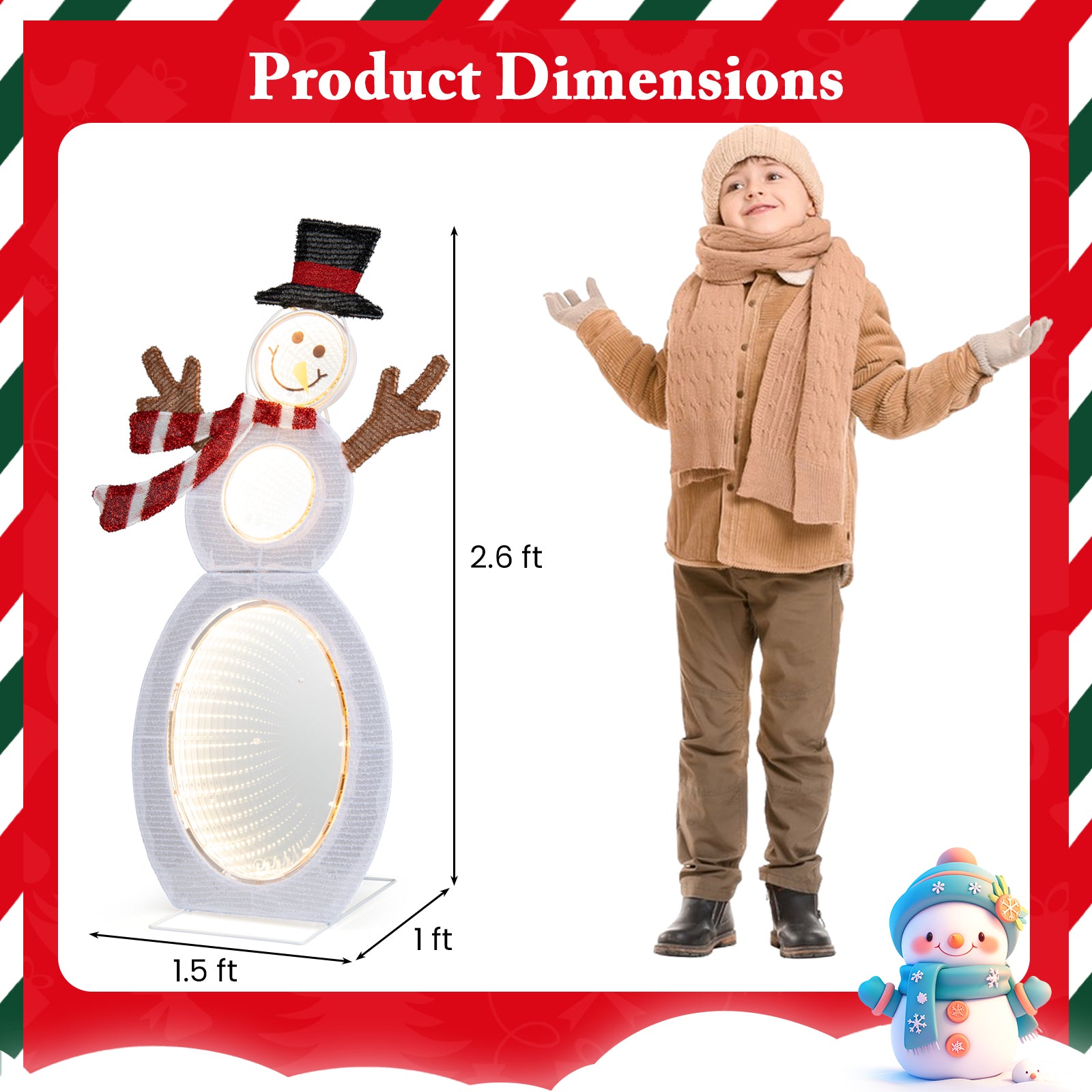 2.6 Feet Lighted Snowman with LED Lights and Metal Stand, Multicolor Christmas Decor & Accessories at Gallery Canada