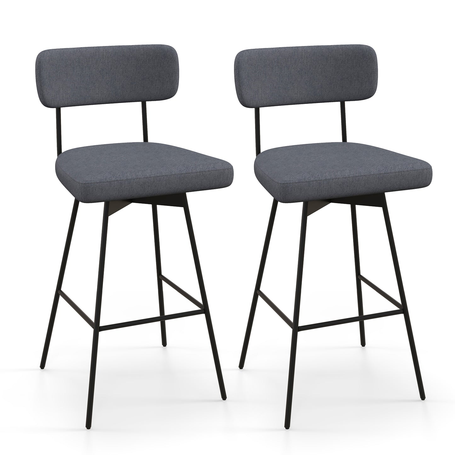 29 Inch Counter Height Upholstered Swivel Bar Stool Set of 2, Gray Bar Stools at Gallery Canada
