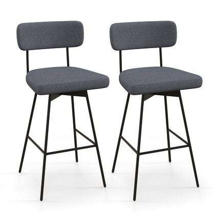 29 Inch Counter Height Upholstered Swivel Bar Stool Set of 2, Gray Bar Stools Gray at Gallery Canada