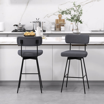 29 Inch Counter Height Upholstered Swivel Bar Stool Set of 2, Gray Bar Stools at Gallery Canada