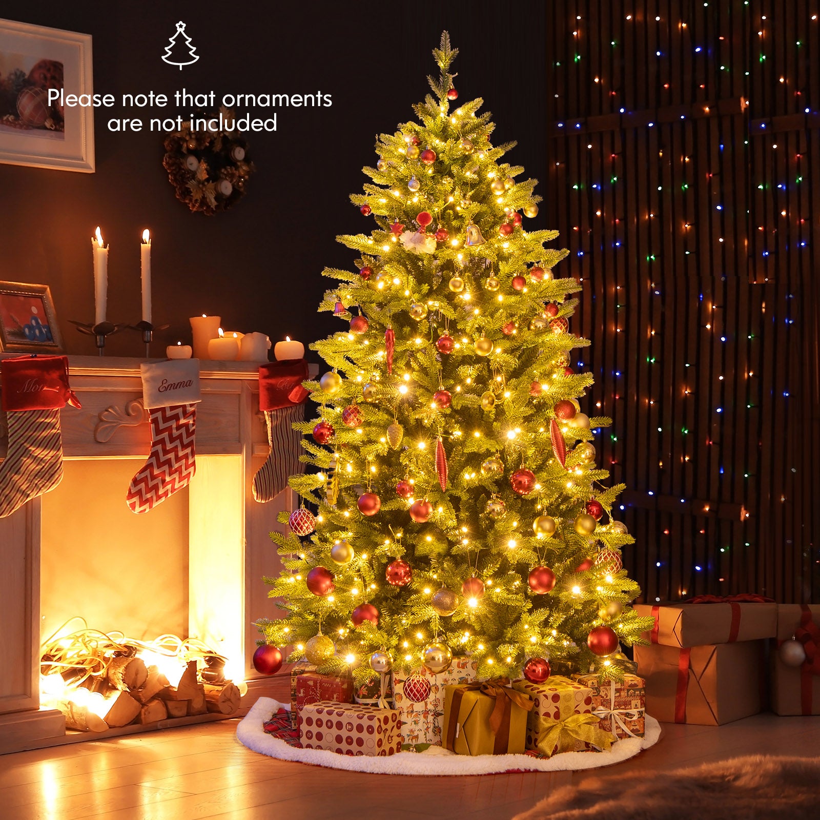 6 Ft Artificial Christmas Tree, Hinged, 11 Lighting Modes, Remote Control, Green Christmas Tree at Gallery Canada