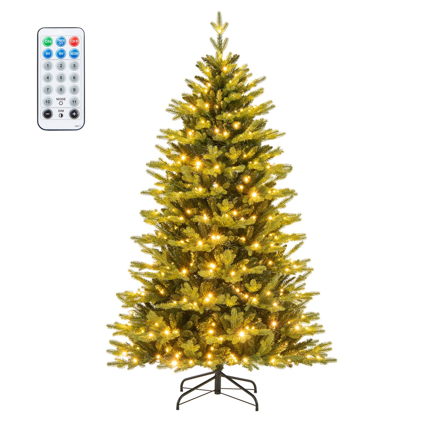 6 Ft Artificial Christmas Tree, Hinged, 11 Lighting Modes, Remote Control, Green Christmas Tree at Gallery Canada