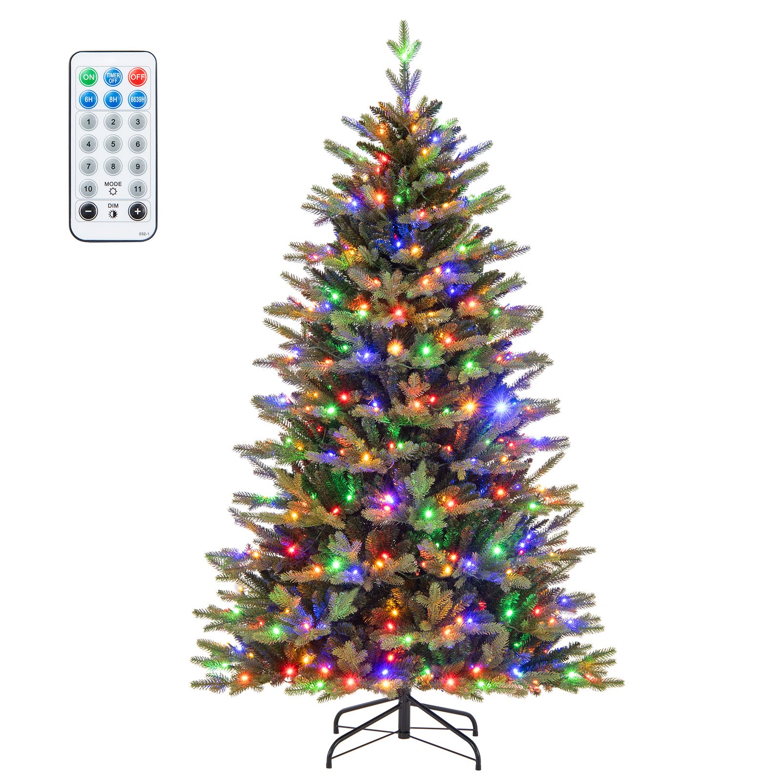6 Ft Artificial Christmas Tree, Hinged, 11 Lighting Modes, Remote Control, Green Christmas Tree at Gallery Canada