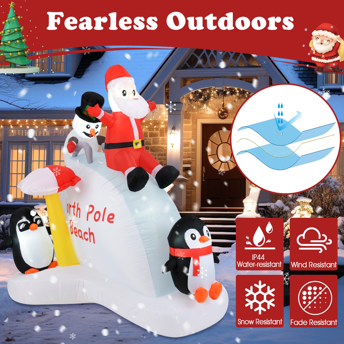 6 Feet Christmas Inflatable with Blow up Penguins and Santa Decoration, Multicolor Christmas Decor & Accessories at Gallery Canada