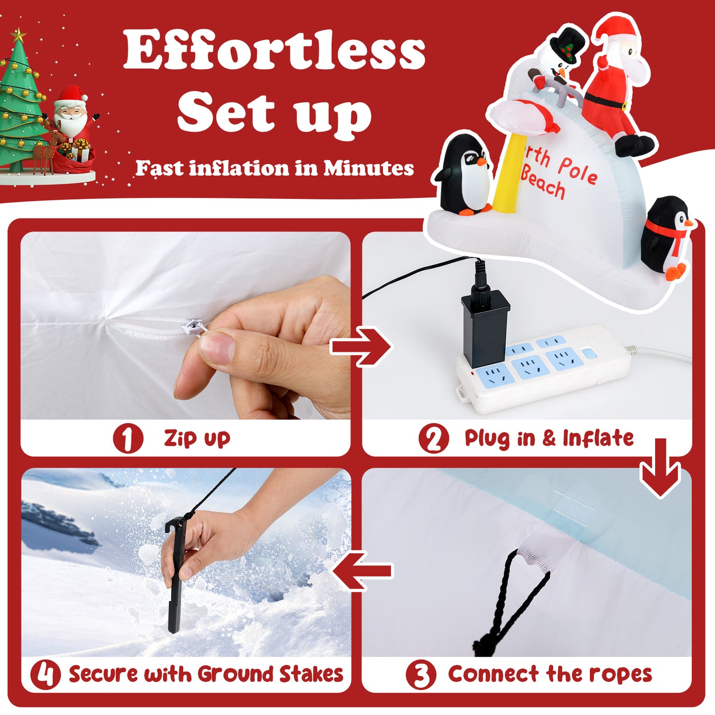 6 Feet Christmas Inflatable with Blow up Penguins and Santa Decoration, Multicolor Christmas Decor & Accessories at Gallery Canada