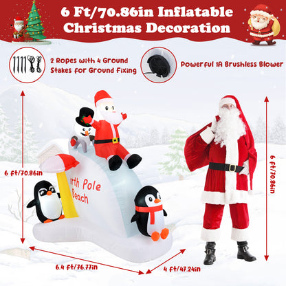 6 Feet Christmas Inflatable with Blow up Penguins and Santa Decoration, Multicolor Christmas Decor & Accessories at Gallery Canada