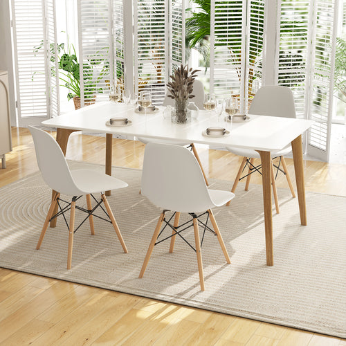 Set of 4 Modern Dining Side Chair Wood Legs, White