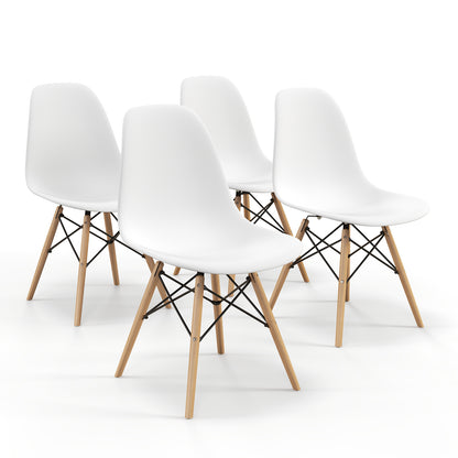 Set Of 4 Modern Dining Side Chairs, Wood Legs, White Dining Chairs at Gallery Canada