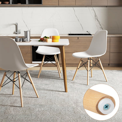 Set of 4 Modern Dining Side Chair Wood Legs, White Dining Chairs at Gallery Canada