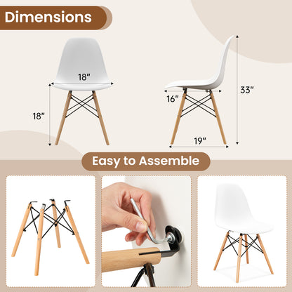 Set of 4 Modern Dining Side Chair Wood Legs, White Dining Chairs at Gallery Canada