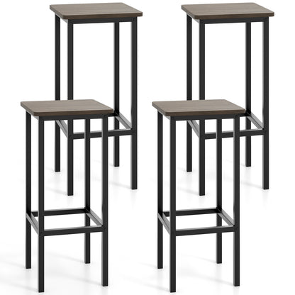 Set of 4 Bar Stool Set 26 Inch Bar Chair with Metal Legs and Footrest, Gray Bar Stools at Gallery Canada