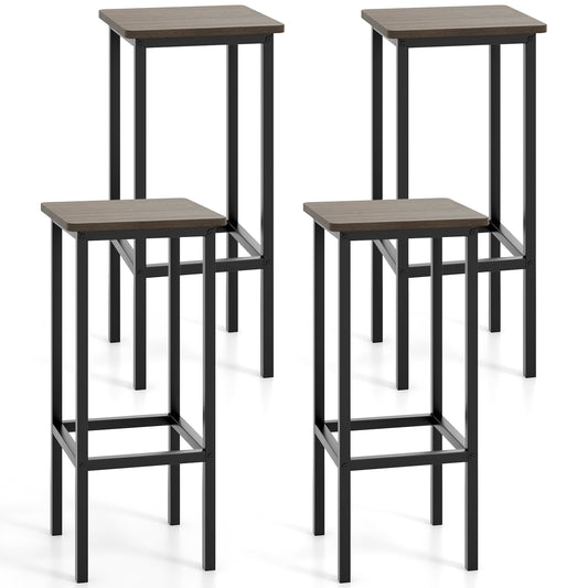 Set Of 4 Bar Stools, 26 Inch, Metal Legs With Footrest, Gray Bar Stools Gray at Gallery Canada