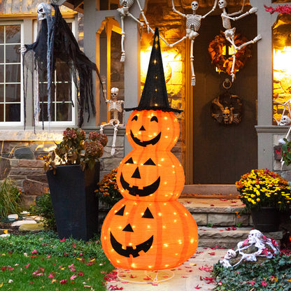 5 Feet Stacked Pumpkin Halloween Decoration, Witch Hat, Orange Halloween at Gallery Canada