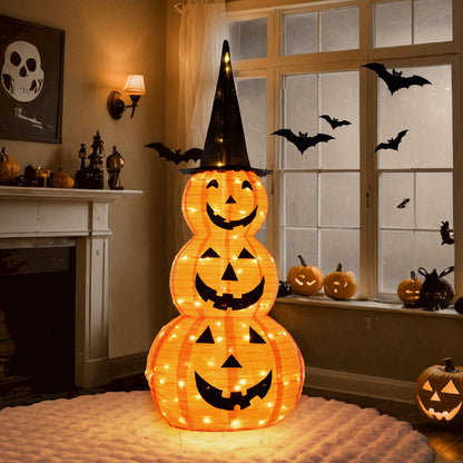 5 Feet Stacked Pumpkin Halloween Decoration, Witch Hat, Orange Halloween at Gallery Canada