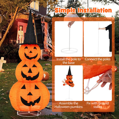 5 Feet Stacked Pumpkin Halloween Decoration, Witch Hat, Orange Halloween at Gallery Canada