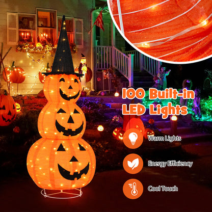 5 Feet Stacked Pumpkin Halloween Decoration, Witch Hat, Orange Halloween at Gallery Canada