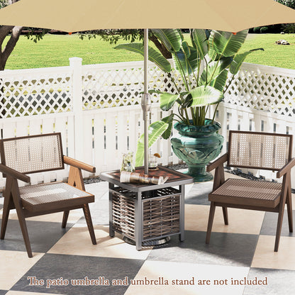21.5 Inches Outdoor PE Rattan Side Table Square End Table with Umbrella Hole, Brown Patio Coffee Tables at Gallery Canada