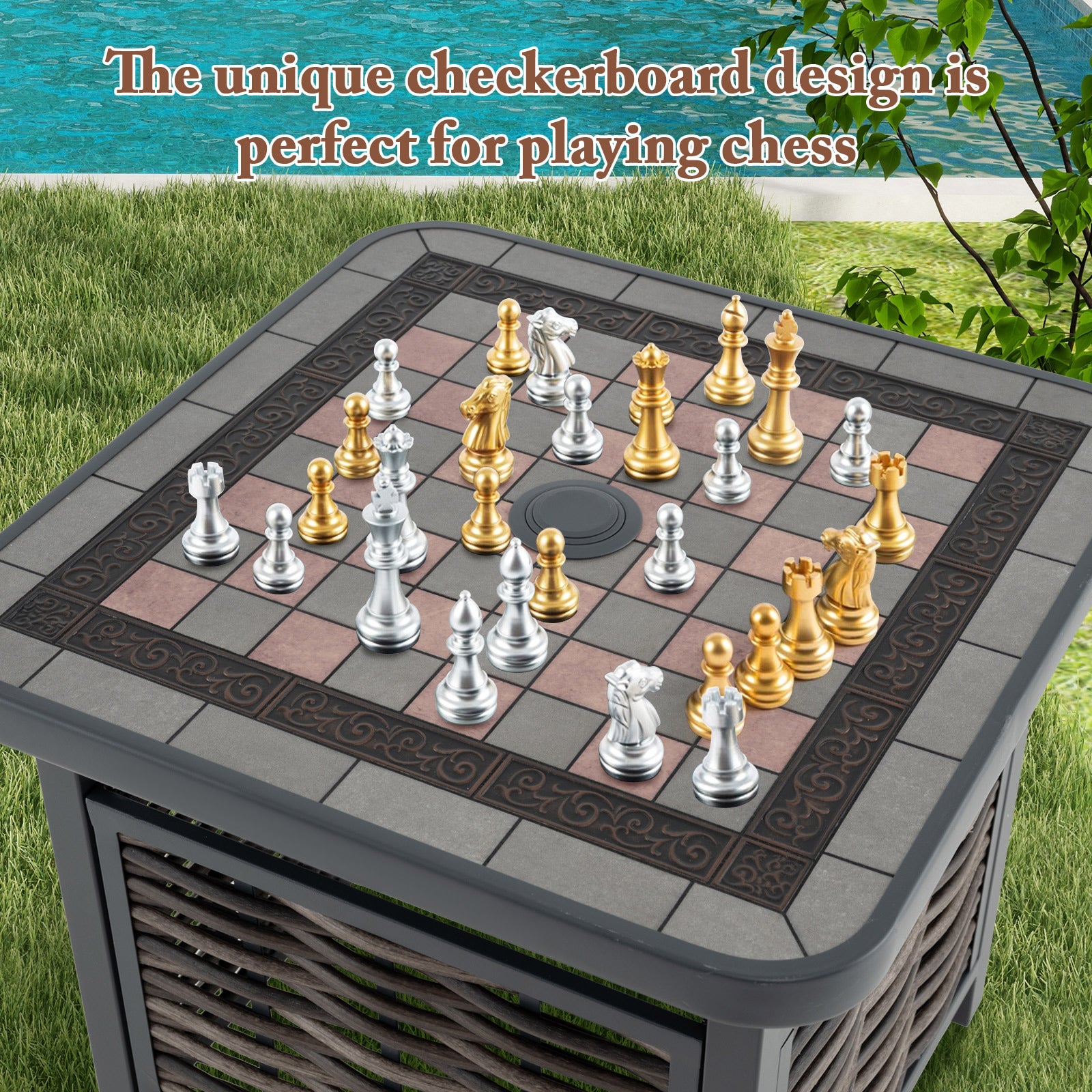 21.5 Inches Outdoor PE Rattan Side Table Square End Table with Umbrella Hole, Brown Patio Coffee Tables at Gallery Canada