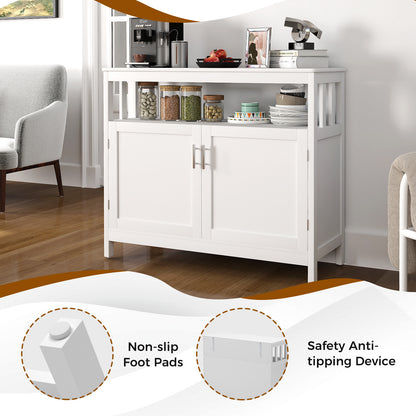 Kitchen Buffet Server Sideboard Storage Cabinet with 2 Doors and Shelf, White Sideboards Cabinets & Buffets at Gallery Canada