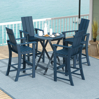 Tall Adirondack Chair Outdoor Bar Stool with Ergonomic Backrest for Backyard, Blue Adirondack Chairs at Gallery Canada