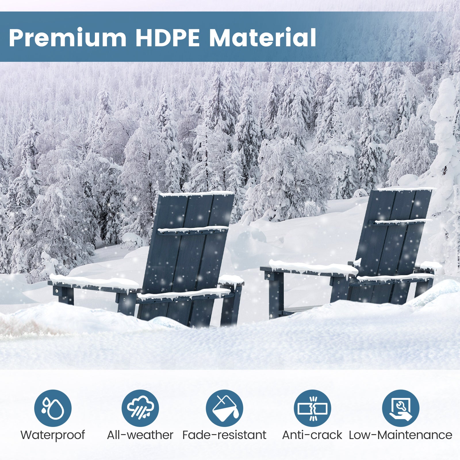 Tall Adirondack Chair Outdoor Bar Stool with Ergonomic Backrest for Backyard, Blue Adirondack Chairs at Gallery Canada