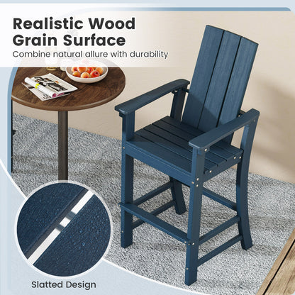 Tall Adirondack Chair Outdoor Bar Stool with Ergonomic Backrest for Backyard, Blue Adirondack Chairs at Gallery Canada