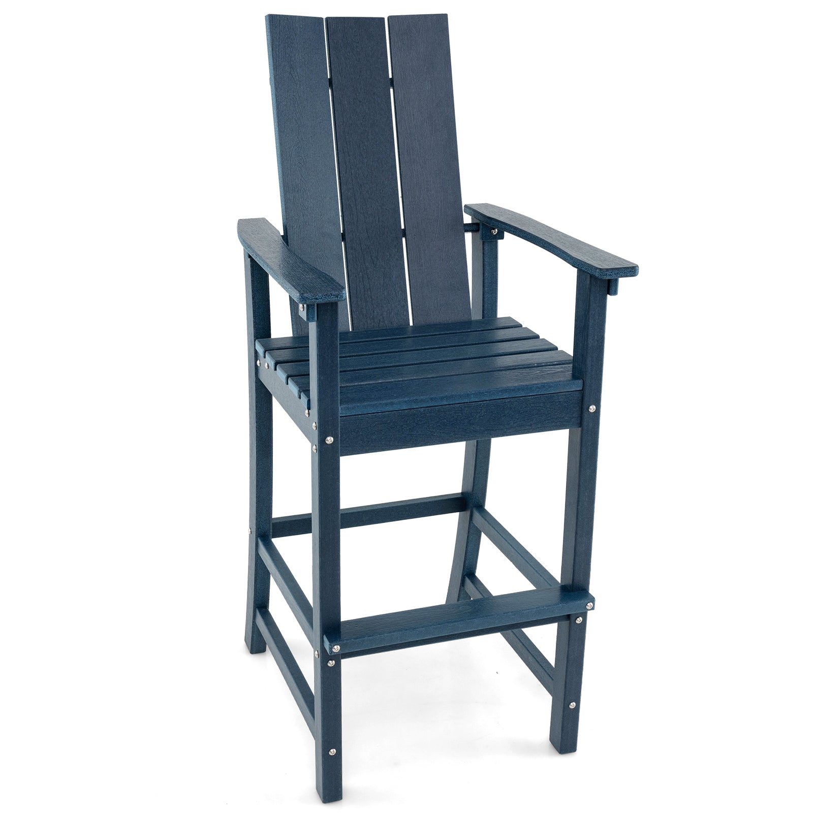 Tall Adirondack Chair Outdoor Bar Stool with Ergonomic Backrest for Backyard, Blue Adirondack Chairs Blue at Gallery Canada