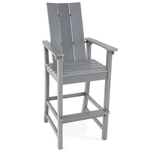 Tall Adirondack Chair Outdoor Bar Stool, Ergonomic Backrest, Gray Adirondack Chairs Gray at Gallery Canada