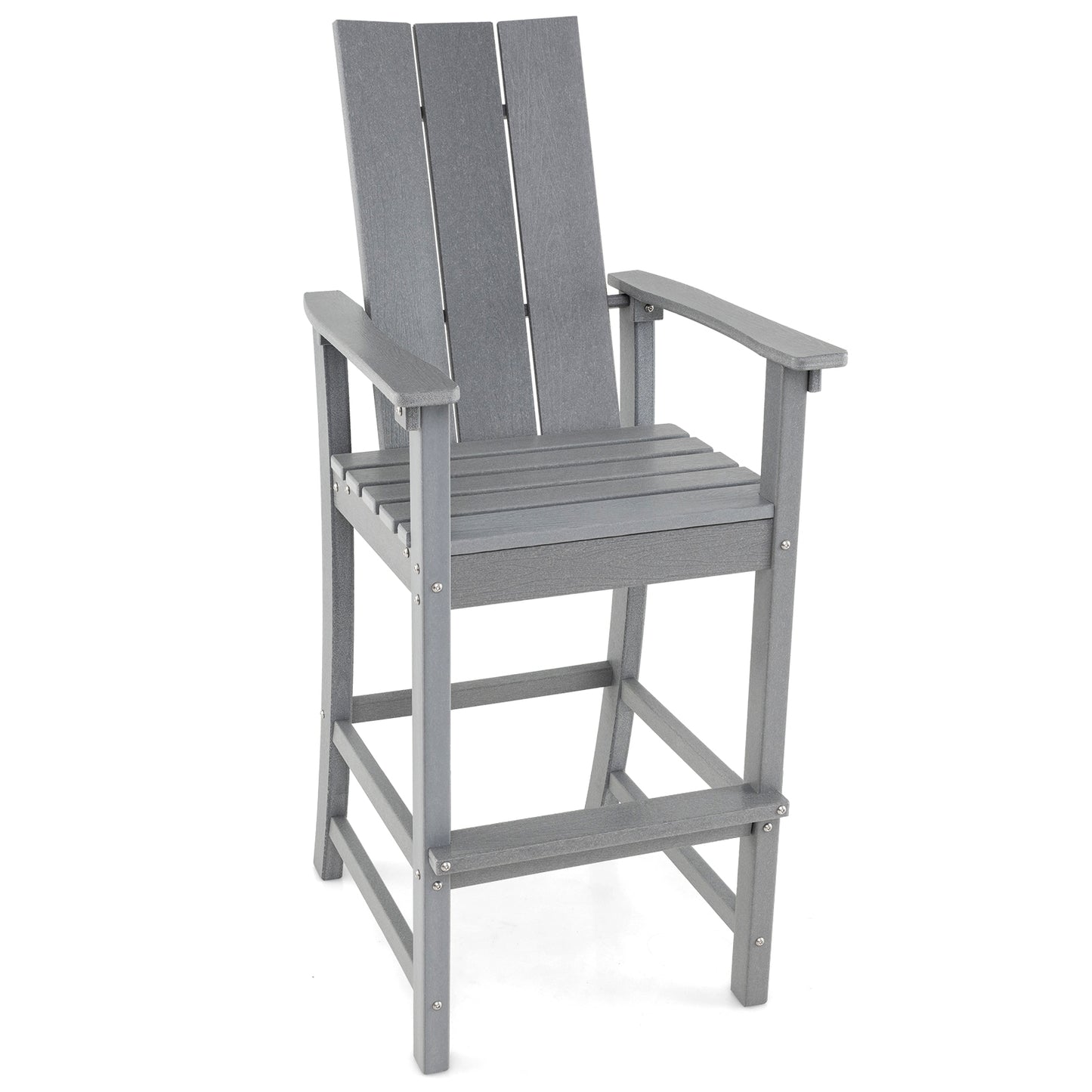 Tall Adirondack Chair Outdoor Bar Stool with Ergonomic Backrest for Backyard, Gray Adirondack Chairs at Gallery Canada