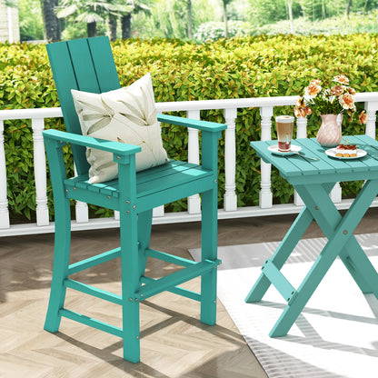 Tall Adirondack Chair Outdoor Bar Stool with Ergonomic Backrest for Backyard, Turquoise Adirondack Chairs at Gallery Canada