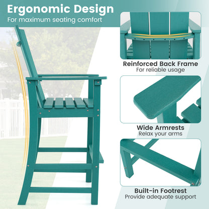 Tall Adirondack Chair Outdoor Bar Stool with Ergonomic Backrest for Backyard, Turquoise Adirondack Chairs at Gallery Canada