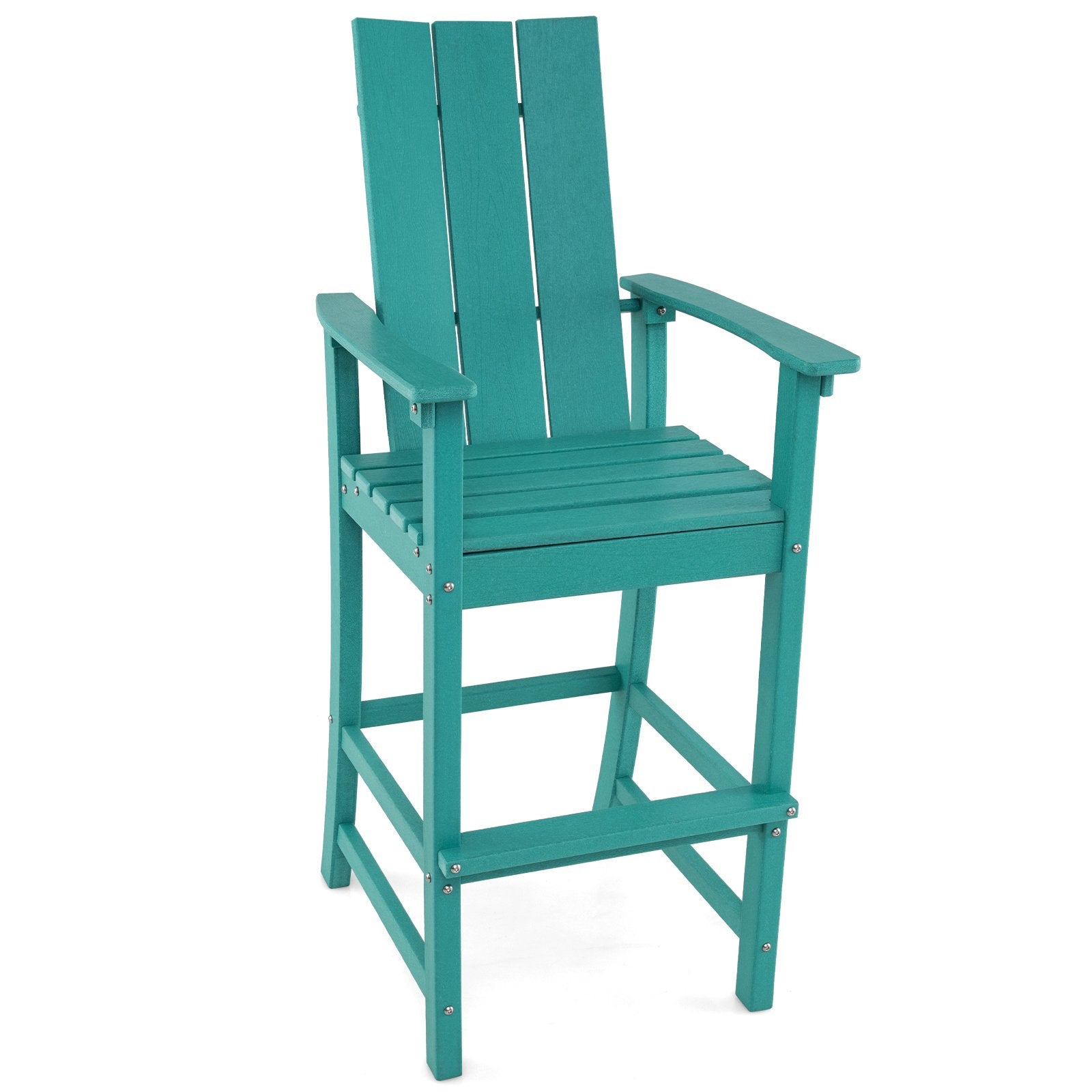 Tall Adirondack Chair Outdoor Bar Stool with Ergonomic Backrest for Backyard, Turquoise Adirondack Chairs Turquoise at Gallery Canada