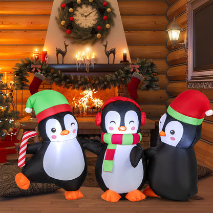 Christmas Inflatable Penguins Family, Built-in LED Lights, Multicolor Christmas Inflatables at Gallery Canada