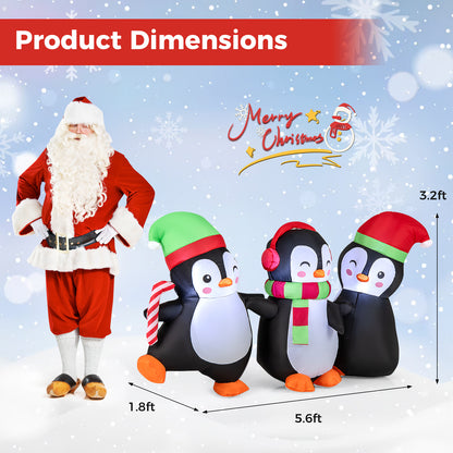 Christmas Inflatable Penguins Family, Built-in LED Lights, Multicolor Christmas Inflatables at Gallery Canada