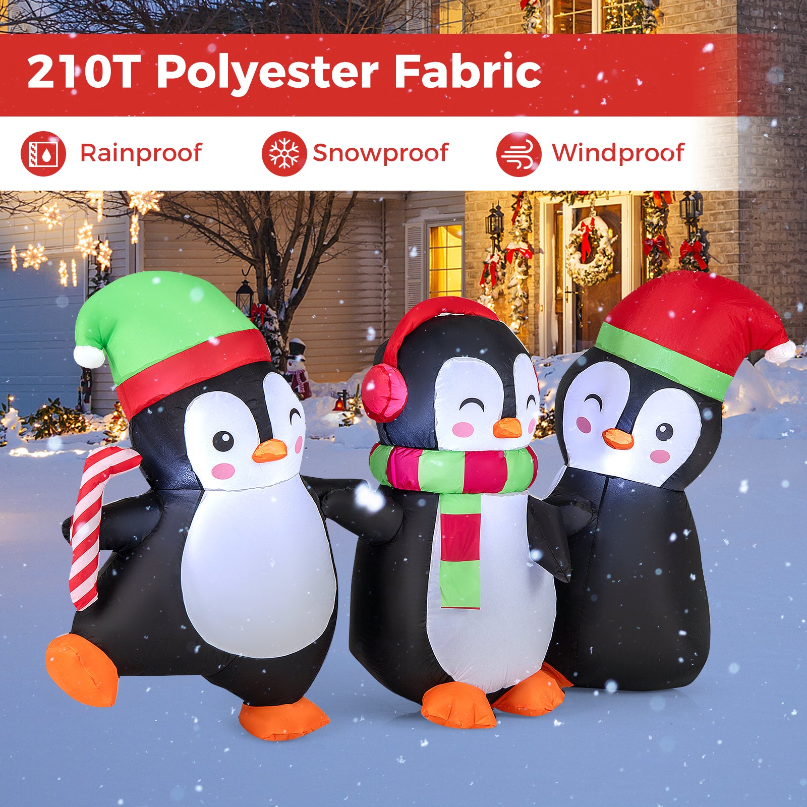 Christmas Inflatable Penguins Family, Built-in LED Lights, Multicolor Christmas Inflatables at Gallery Canada