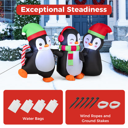 Christmas Inflatable Penguins Family, Built-in LED Lights, Multicolor Christmas Inflatables at Gallery Canada