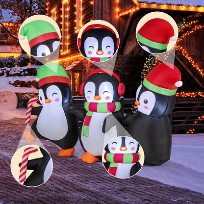 Christmas Inflatable Penguins Family, Built-in LED Lights, Multicolor Christmas Inflatables at Gallery Canada
