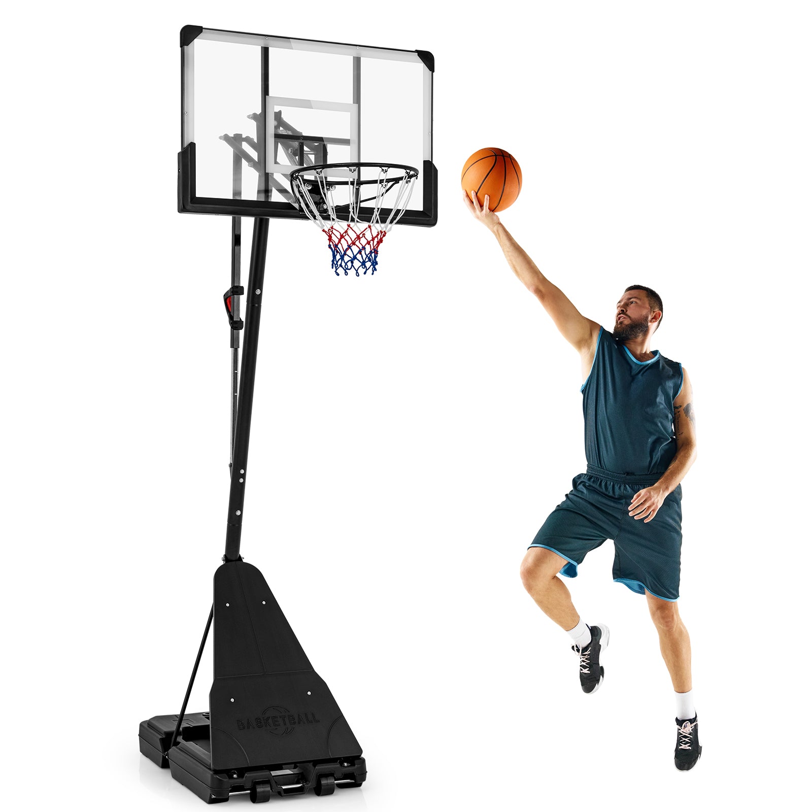 4.9-10 Feet Height Adjustable Portable Basketball Hoop Basketball Goal System Sport Equipments at Gallery Canada