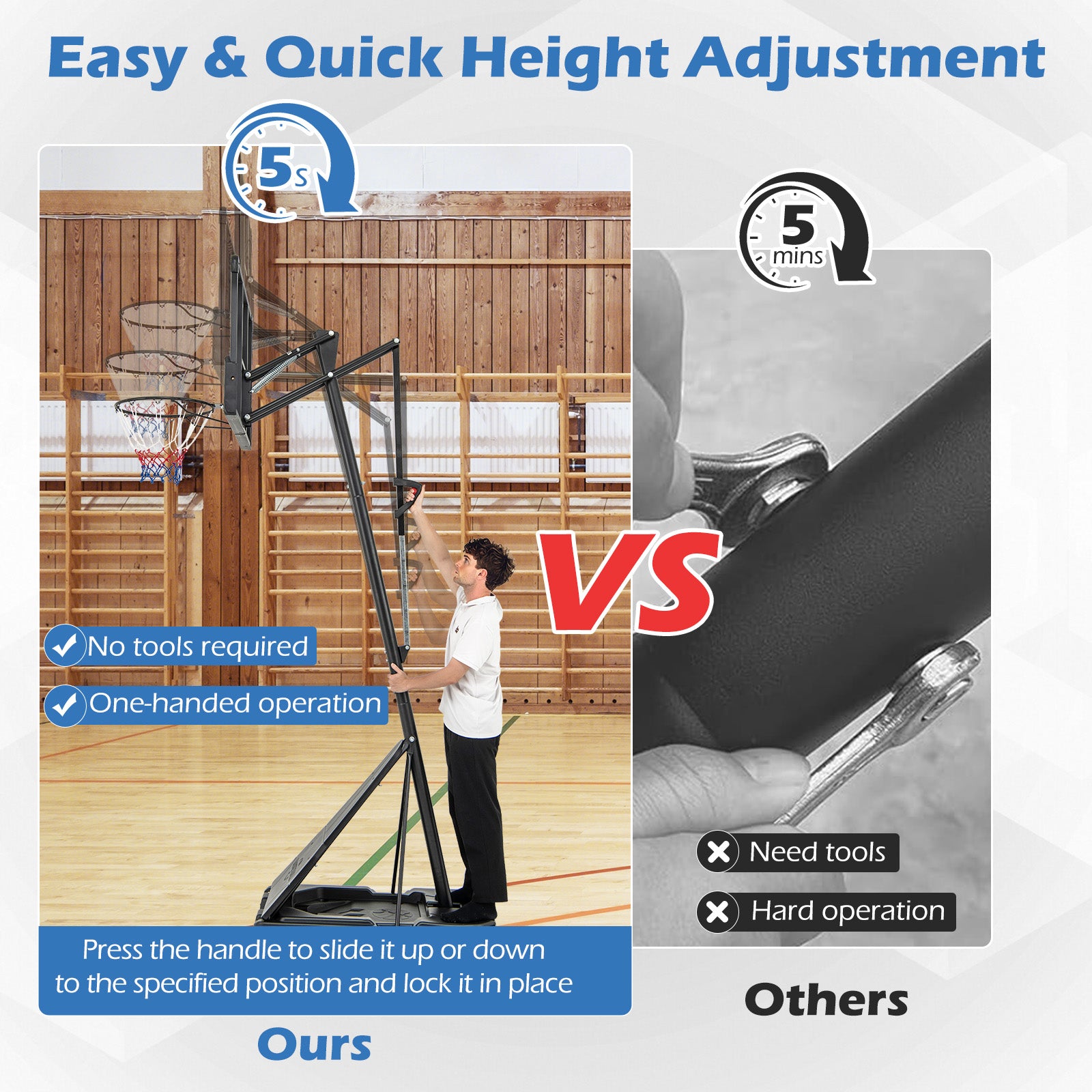 4.9-10 Feet Height Adjustable Portable Basketball Hoop Basketball Goal System Sport Equipments at Gallery Canada