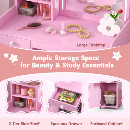 Kids Vanity Table And Chair Set With Shelves, Pink Kids Vanities at Gallery Canada