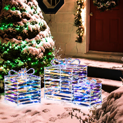 Christmas Lighted Gift Boxes Set, 3 Count, White Christmas Decor & Accessories at Gallery Canada
