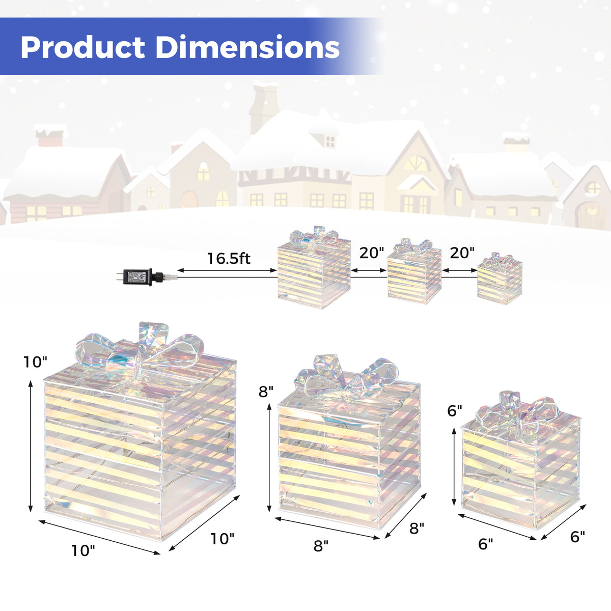 Christmas Lighted Gift Boxes Set, 3 Count, White Christmas Decor & Accessories at Gallery Canada